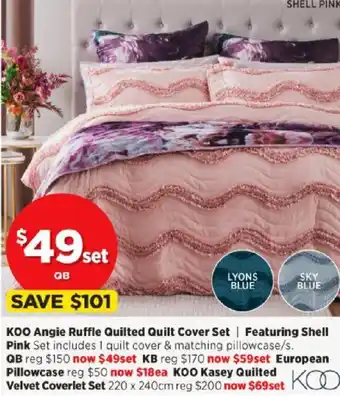KOO Angie Ruffle Quilted Quilt Cover Set