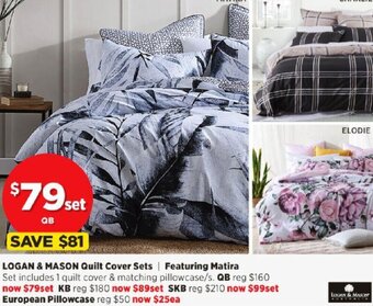 Spotlight Logan & Mason Quilt Cover Sets offer