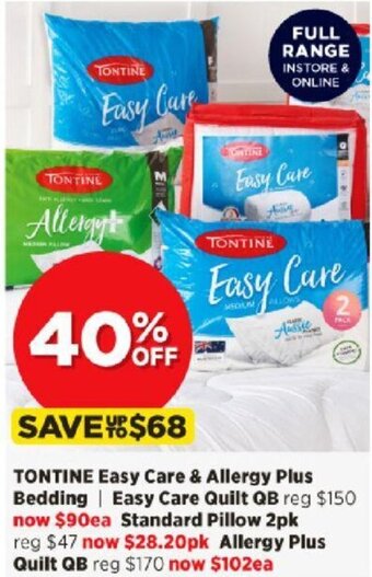 Spotlight Tontine Easy Care & Allergy Plus Bedding offer