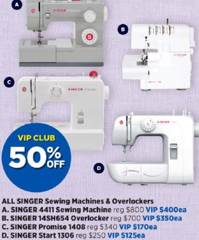 All Singer Sewing Machines & Overlockers offer at Spotlight