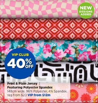 Spotlight Print & Plain Jersey Featuring Polyester Spandex offer