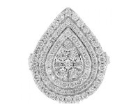 Shiels 2 Carat Diamond Pear Shaped Cluster Ring Set in Sterling Silver and 9ct Yellow Gold offer