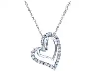 Shiels Luminesce Lab Grown Diamond 1/2 Carat Silver Double Heart Pendant on 45cm Chain offer