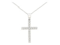 Shiels Flawless 9ct White Gold Cross Pendant (TW=1/4 Carat) offer