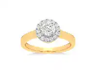 Shiels Luminesce Lab Grown 18ct Yellow Gold 1 Carat Diamond Halo Ring offer