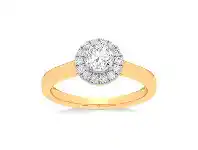 Shiels Luminesce Lab Grown 18ct Yellow Gold 0.70 Carat Diamond Halo Ring offer
