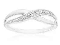 Shiels 9ct White Gold Diamond Crossover Ring wiht 7 Brilliant Diamonds offer