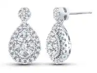 9ct White Gold 1 Carat Diamond Drop Earrings