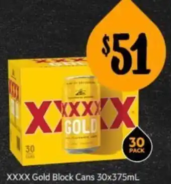 First Choice Liquor XXXX Gold Block Cans 30x375ml offer