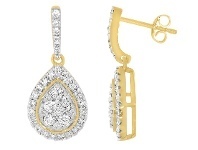 Shiels 9ct Yellow Gold 1 Carat Diamond Pear Shape Drop Earrings offer