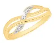 Shiels 9ct Yellow Gold Diamond Cross Over Ring with 6 Brilliant Diamonds offer