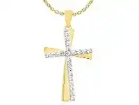Shiels 9ct Yellow and White Gold 1/5 Carat Diamond Cross Pendant offer
