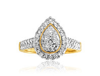 Shiels 9ct Yellow Gold 1 Carat Diamond Pear Shape Cluster Ring offer