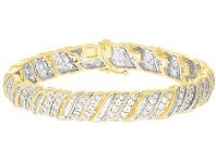 Shiels 9ct Yellow Gold 5 Carat Diamond 18.5cm Bracelet with Brilliants and Baguettes offer