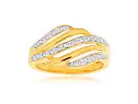Shiels 9ct Yellow Gold Diamond Ring Set with 22 Stunning Brilliant Diamonds offer