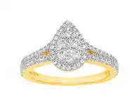 Shiels 9ct Yellow Gold 1 Carat Diamond Pear Shape Ring with Split Shank offer