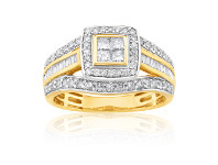 Shiels 9ct Yellow Gold 1 Carat Diamond Ring Set with 86 Diamonds offer
