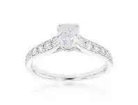 Shiels 14ct White Gold 1.40 Carat Ring with Cushion Cut Centre Diamond offer