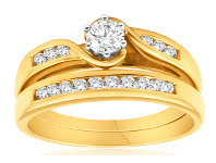 Shiels 9ct Yellow Gold 2 Ring Bridal Set with 16 Diamonds Totalling 0.5 Carats offer