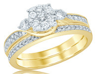 Shiels 9ct Yellow Gold 60 Point Diamond Bridal Ring Set offer