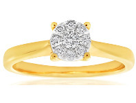 Shiels 9ct Yellow Gold Diamond Ring Set with 9 Stunning Diamonds offer