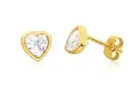 Shiels 9ct Yellow Gold Silver Filled Cubic Zirconia Heart 5mm Stud Earrings offer