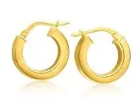 Shiels 9ct Yellow Gold Silver Filled 15mm Diamond Cut Concave Plain Hoop Earrings offer