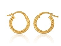 Shiels 9ct Yellow Gold Silver Filled Diamond Cut 10mm Hoop Earrings offer