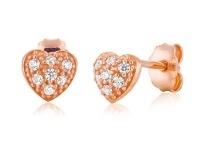 Shiels 9ct Rose Gold Silver Filled Heart Cubic Zirconia Studs offer