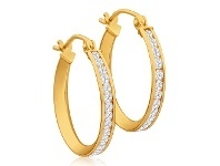 Shiels 9ct Yellow Gold Silver Filled Cubic Zirconia 18mm Hoop Earrings offer
