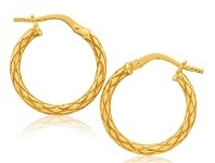 Shiels 9ct Yellow Gold Silver Filled Patterned 15mm Hoop Earrings offer