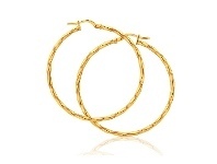 Shiels 9ct Yellow Gold Silver Filled Twist 40mm Hoop Earrings offer