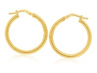 Shiels 9ct Yellow Gold Silver Filled Plain 20mm Hoop Earrings offer