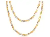 Shiels 9ct Three Tone Gold Silver Filled Plait Herringbone 45cm Chain offer
