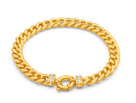 Shiels 9ct Yellow Gold Silver Filled Cubic Zirconia 20cm Curb Bracelet offer