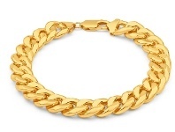 Shiels 9ct Yellow Gold Silver Filled Concave 21cm Curb Bracelet offer