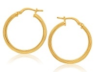Shiels 9ct Yellow Gold Diamond Cut Sleepers Earrings in 15mm offer