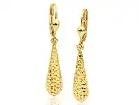 Shiels 9ct Yellow Gold Bomber Diamond Cut Drop Earrings offer