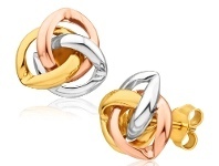 Shiels 9ct Yellow Gold, White Gold & Rose Gold Knot Stud Earrings offer