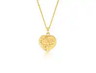 Shiels 9ct Yellow Gold Textured Diamond Cut Heart Pendant offer