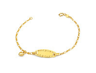 Shiels 9ct Yellow Gold ID Belcher 16cm Bracelet with Heart Charms offer
