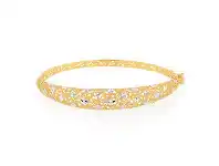 Shiels 9ct Yellow and White Gold Two Tone Fancy Mesh 65mm Bangle offer