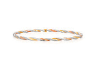 Shiels 9ct Yellow Gold, White Gold & Rose Gold Twist Bangle offer