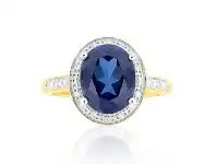 Shiels 9ct Created Sapphire & Diamond Ring offer