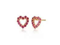 Shiels 9ct Yellow Gold 0.62 Carat Natural Ruby Heart Studs offer