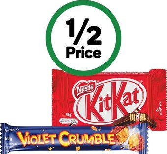 Woolworths Mars, nestle medium bars or violet crumble bars 35-56g offer