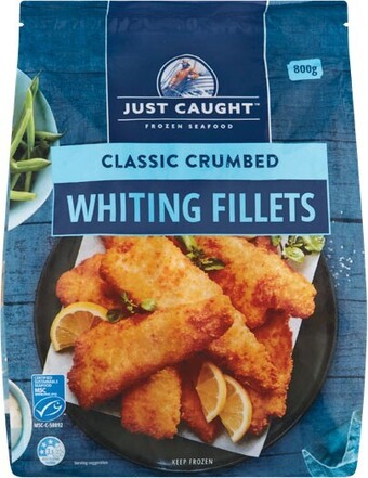 Woolworths Just caught crumbed or battered frozen seafood 500-800g offer
