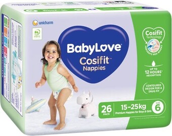 Woolworths Babylove bulk nappies pk 26-48 offer