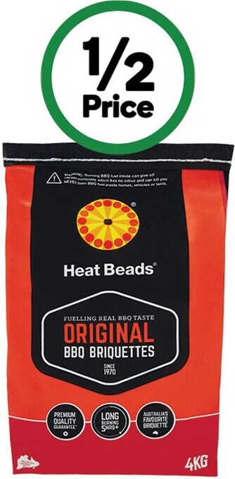 Woolworths Heat beads original briquettes 4 kg offer