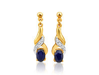 Shiels 9ct Alluring Yellow Gold Natural Sapphire and Diamond Drop Earrings offer